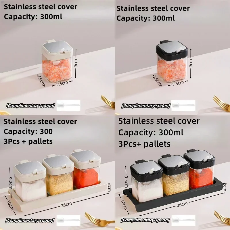 Glass Bottle for Kitchen Spice Jars Set with Tray Salt and Pepper Shakers 1/3pcs spice jar seasoning jar seasoning bottle spice dispenser pepper mill and salt shaker set