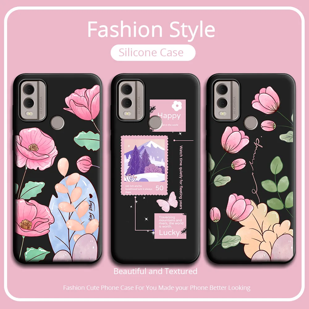 Cute Panda Flower Soft Silicone Shockproof Phone Case – 6.5'' Flexible Protective Back Cover