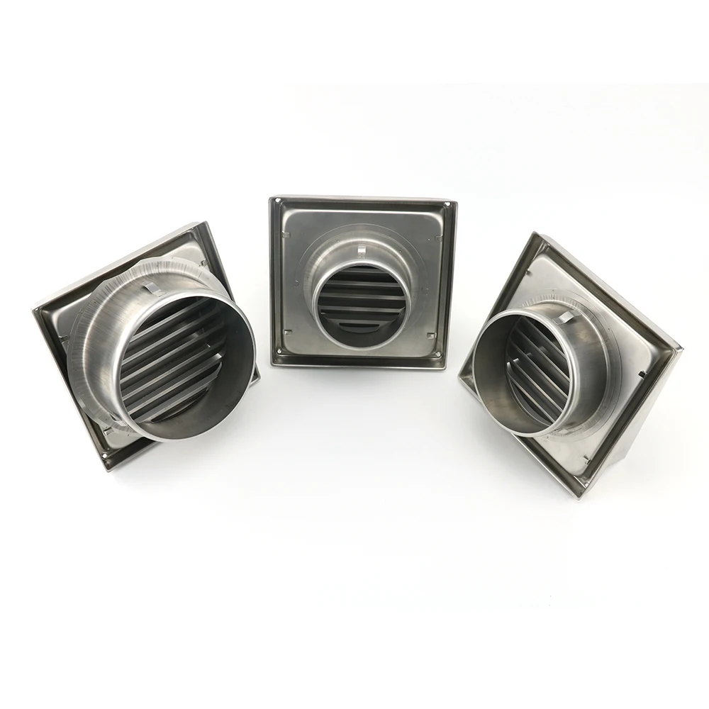 100/125/150mm 304 Stainless Steel Air Vent Grille Square Air Outlet Windproof Rainproof Bathroom 4/5/6 Inch