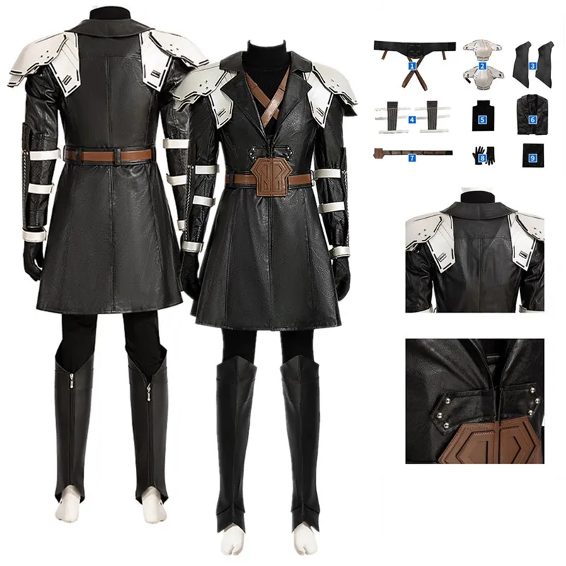 

Final Cos Fantasy Sephiroth Cosplay Costume Adult Men Uniform Top Pants Belt Outfits Halloween Carnival Party Suit