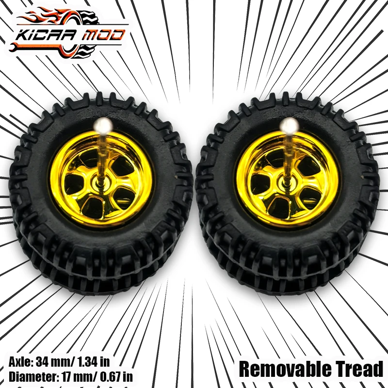 Kicarmod 1/64 Monster Truck Off-Road Model Car Wheels Per 1:64 Large Size D: 0.67In Pneumatici In Gomma Set Per Hot Wheels Car Toys