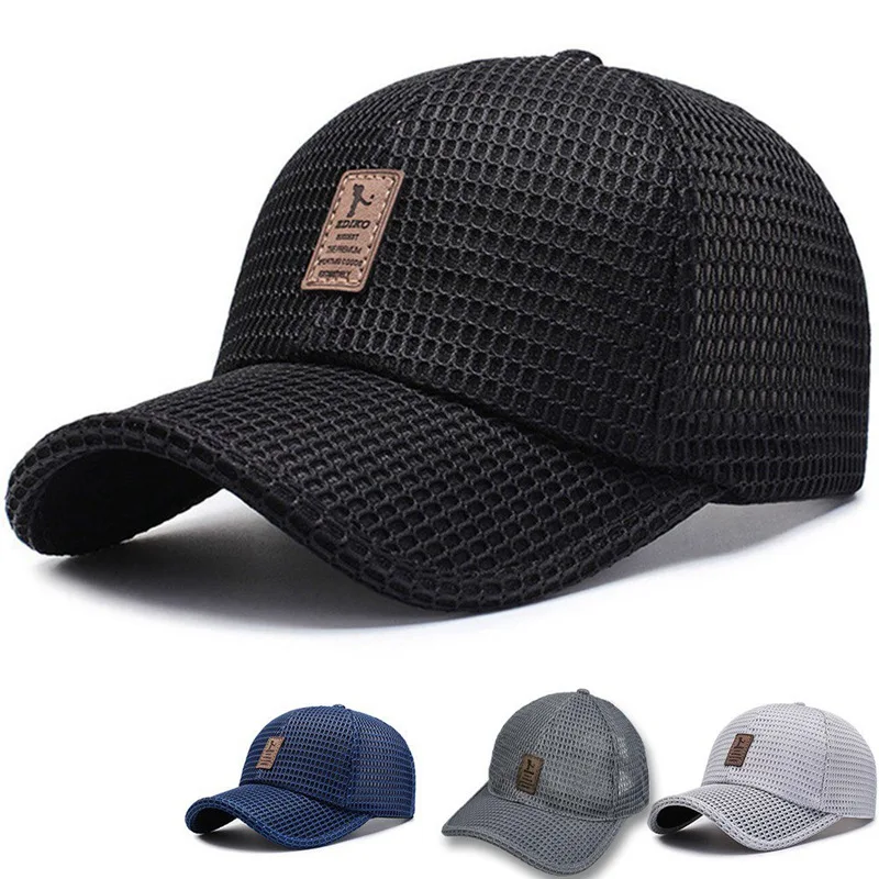 Unisex Sports Cap Basketball Football Golf Caps Outdoor Breathable Net Snapback Hats Casquette Mesh Patchwork Tennis Visors Sports Sun Hats Baseball Caps Golf Caps