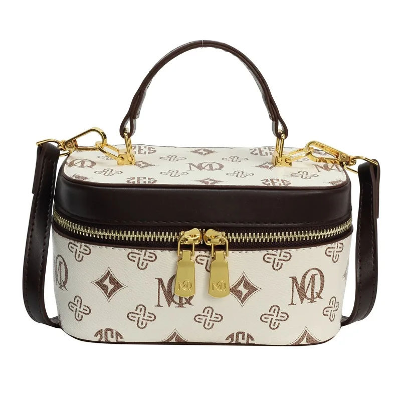 Retro Fashion Tote Female 2024 New Retro Easy Matching Printed Small Square High Sense Crossbody Box Bag