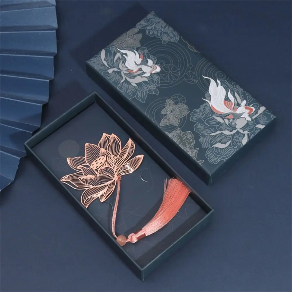 Metal Bookmark Chinese Style Vintage Creative Leaf Vein Hollow Maple Leaf Fringed Apricot Bookmark Gifts