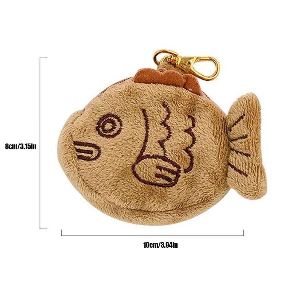 Plush Fish Doll Coin Purse Wrist Bag Mini Cute Zipper Girl Coin Wallet Headset Bag Convenient Small Capacity Storage