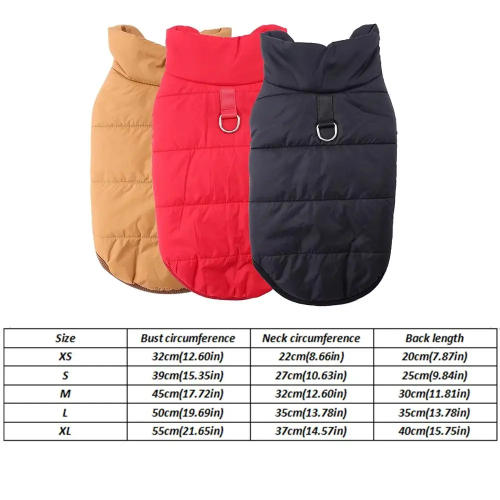 Household Waterproof Winter Dog Coat Fleece Thickened Dog Vest Warm with D Shape Ring Puppy Costume Outdoor