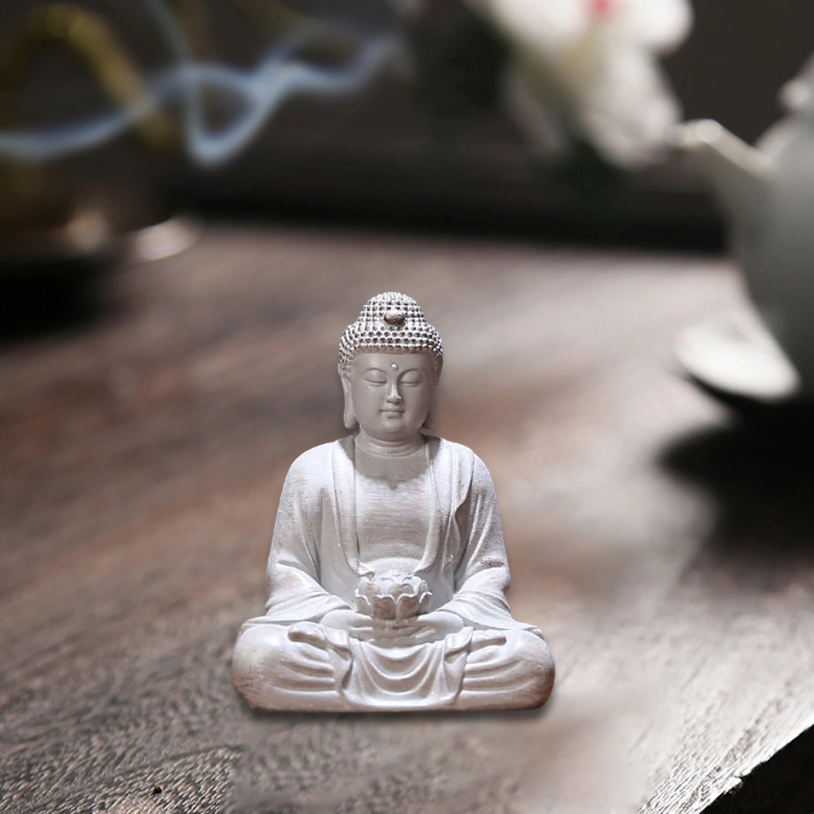 Portable Buddha Statue Decorative Tabletop Sculpture Ornament House Decor Collectible Craft