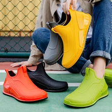 Botas de lluvia a la moda para hombre, zapatos de pesca impermeables, de  suela gruesa, antideslizantes, para la cocina