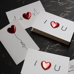 DIY Love Pop-up Card Leather Greeting Cards Love Postcard Wedding Invitation Anniversary Blessing Card Valentine's Day Gift