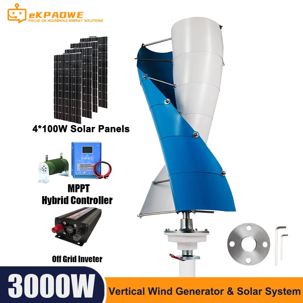 Description Picture 2 of item3000W Wind Turbine Generator  24V 12V Windmill Vertical Wind Generat Kit Free Energy Altern with Mppt Controller for Home Use