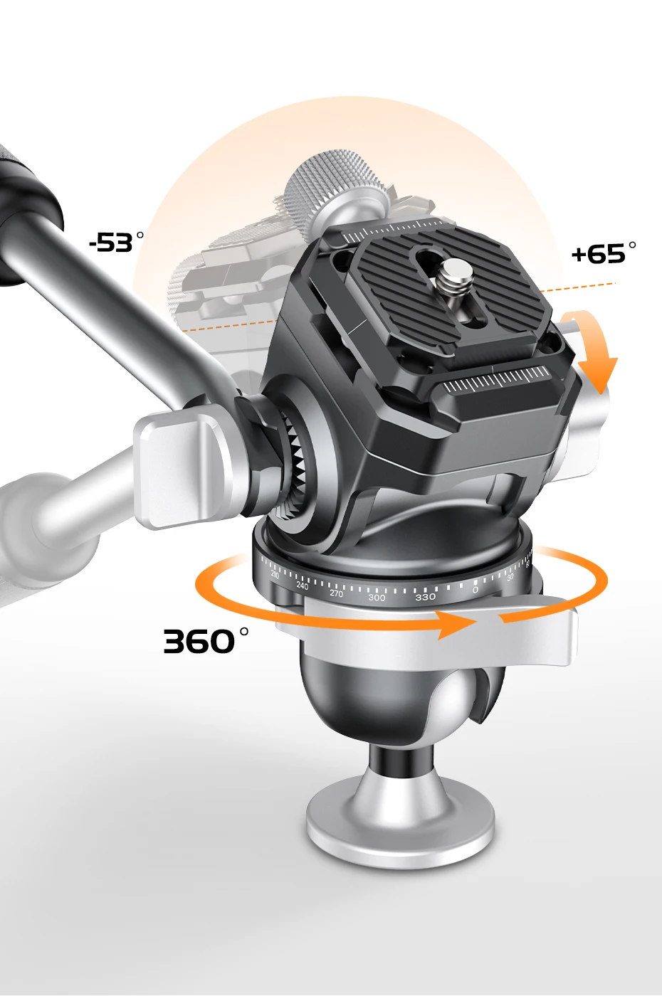 EH09 Inverted Ball Head for Tripod Arca-Swiss Compatible Support Vertical&Horizo