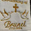 Customized Embroidery Baptism Towel 70x140cm Bath Towels for Baby Christening White Towel with Name and Date Angel wings cross 2