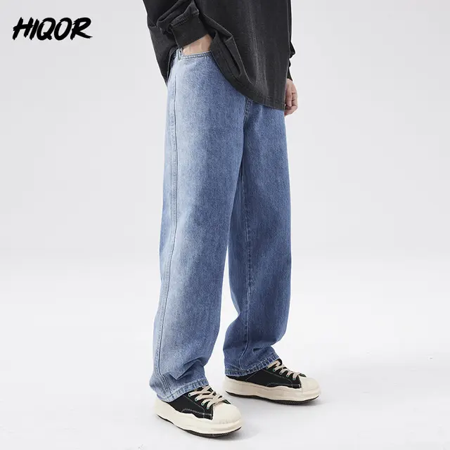 HIQOR Streetwear 한국어 스타일 느슨한 바지 블루 2023