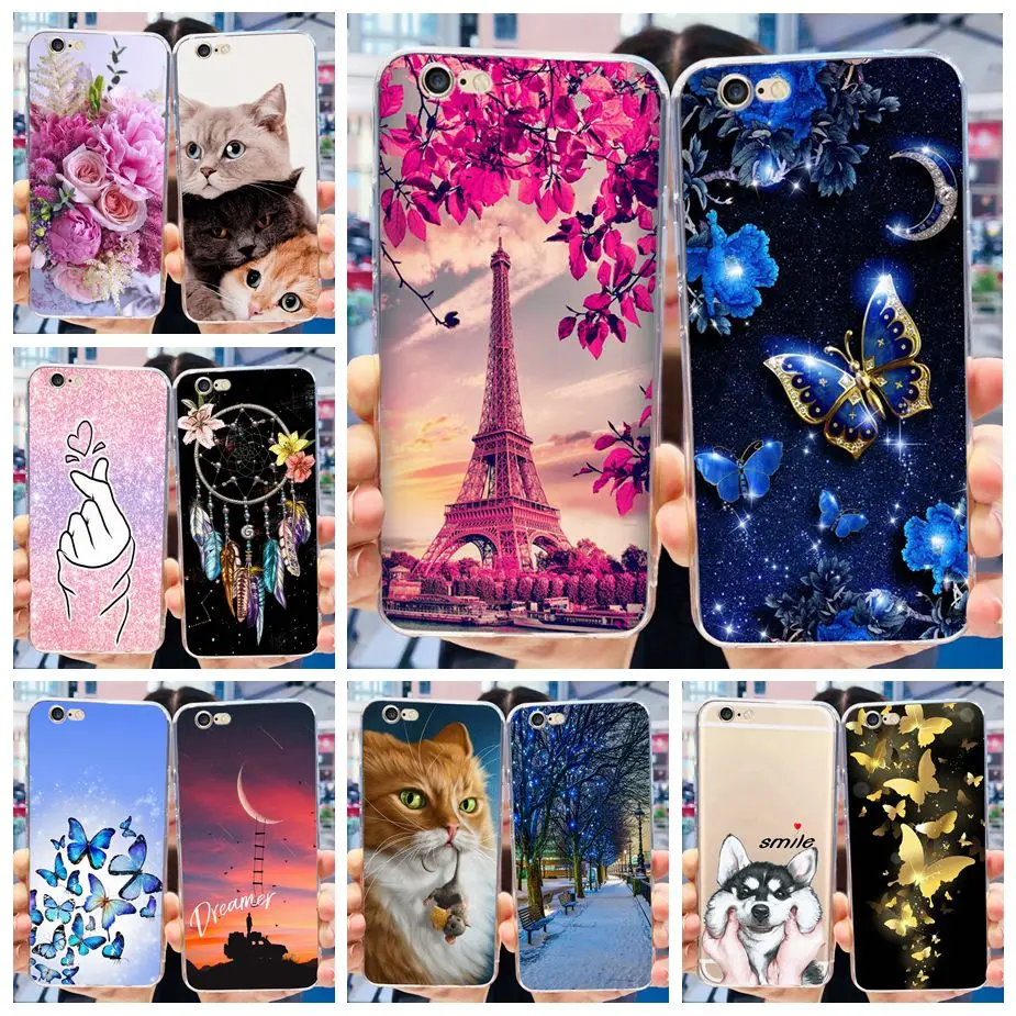 Per Apple Iphone 6 6 S Plus Custodia Elegante Custodia Verniciata Buttefly Custodia In Silicone Trasparente Per Iphone 6 Plus Iphone6 S Soft Fundas