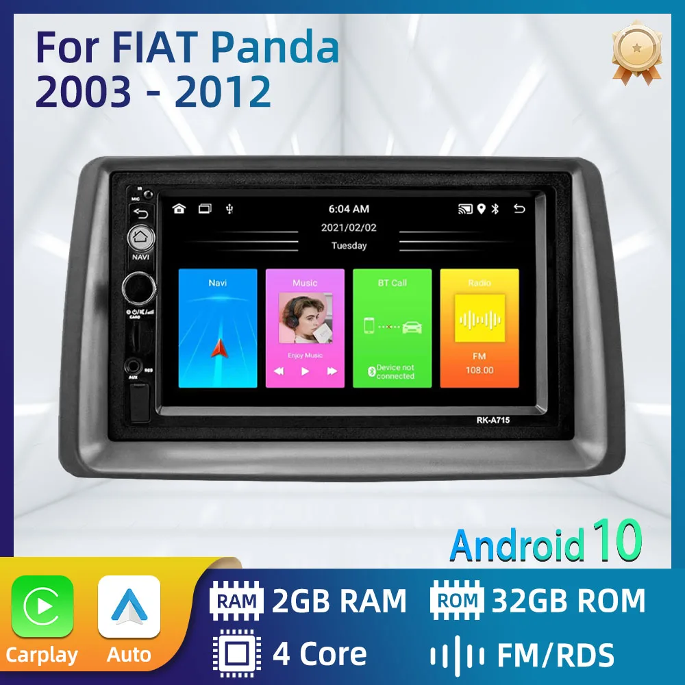 Per Fiat Panda 2003 - 2012 Autoradio 2 Din Android Multimedia Player Unità Principale Di Navigazione Autoradio Carplay Auto Car Stereo
