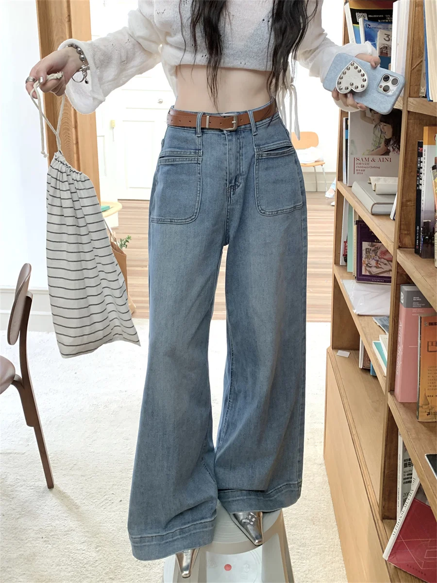 

Slergiri Korean Fashion Baggy Wide Leg Jeans Women Y2k High Waist Loose Vintage Denim Long Trousers Streetwear Without Belt