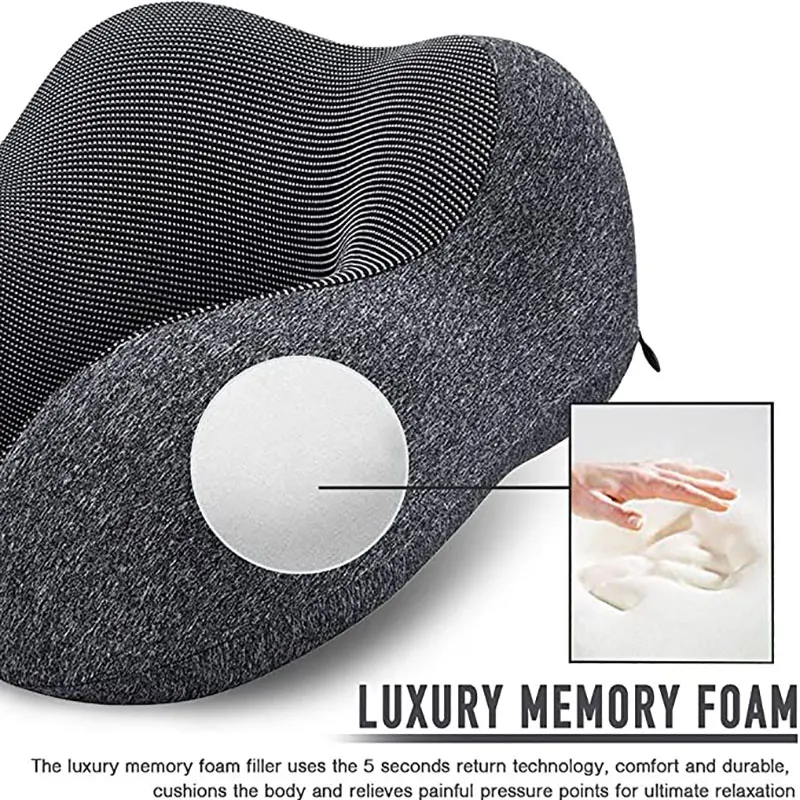 U Shaped Memory Foam Neck Pillows Soft Slow Rebound Space Travel Pillow Massage Neck Cervical Healthcare Bedding Drop Shipping 6