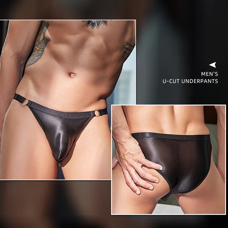 Biancheria intima sexy da uomo Slip a vita bassa Tentazione muscolare Perizoma da uomo Mutande traspiranti setose Butt Lifter Custodia per cazzi Slip da uomo gay - immagine 4