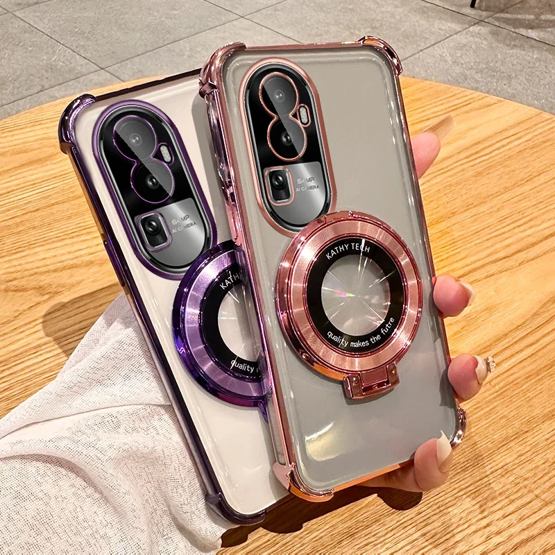 Shockproof Transparent Magnetic Stand Phone Case with Holder - Protective Cover