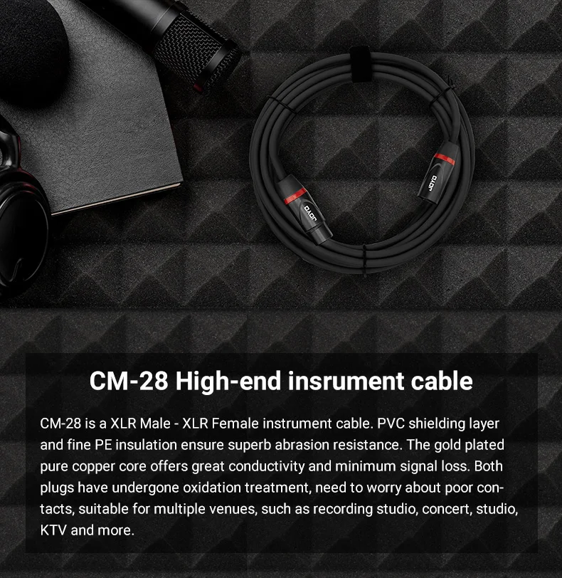 CM-28 High-end XLR Audio Cable 20ft XLR Male to XLR Female Low Noise PVC Shiledi