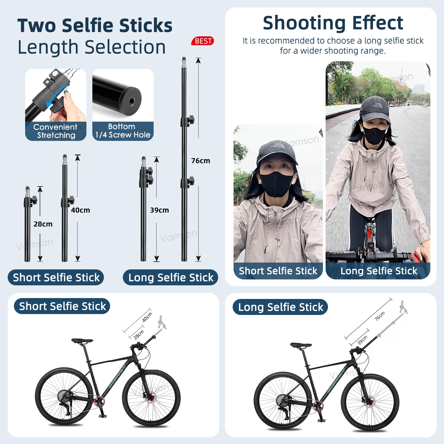 Vamson aluminium legierung fahrrad handy halterung selfie stick halten  fahrrad lenker halterung festes zubehör für gopro insta360 - AliExpress