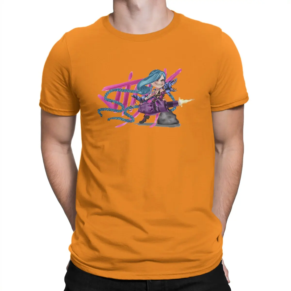 thumbnail image 1 of Camiseta Jinx para hombre, de Arcane League of Legends, LOL Game, de algodón, cuello redondo, manga corta, humor, regalos de cumpleaños de alta calidad., 1 of 7
