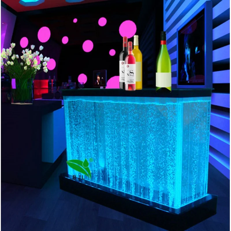 

custom，Led water bubble bar table / counter with shelf nightclub furniture for sale