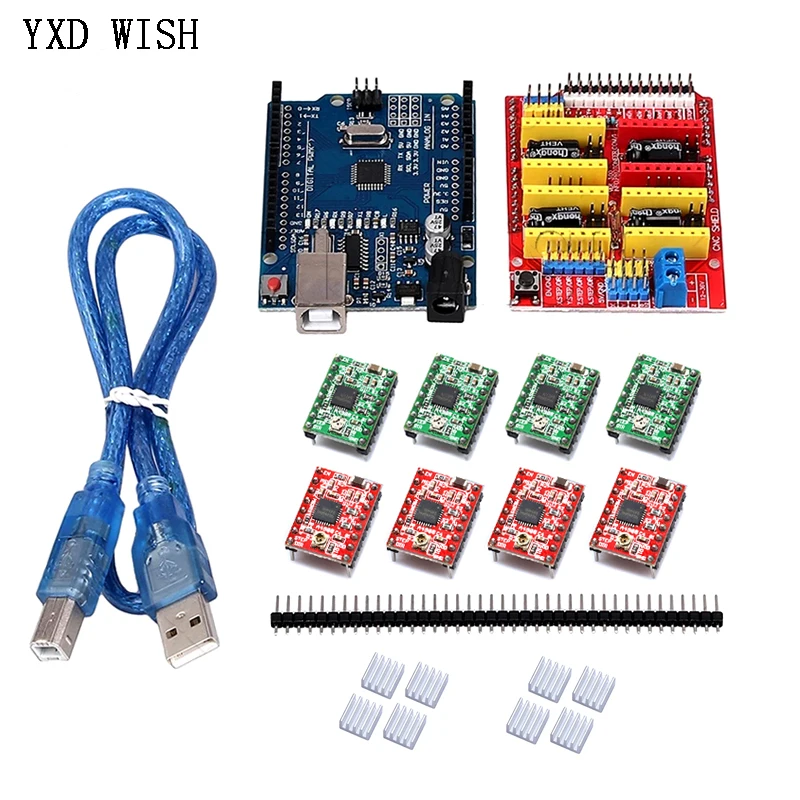 Cnc Escudo v3 Placa de Expansão V3.0 Mais para Uno r3 com Usb para Arduino Mais Pcs Stepper Motor Driver A4988 Stepper Motor Driver Board