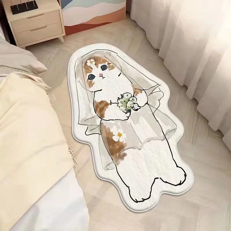 

Cartoon Bedside Rug Fluffy Irregular Cat Mats Carpet for Living Room Cat Floor Mat Shaggy Area Cute Rug Doormat Home Decoration