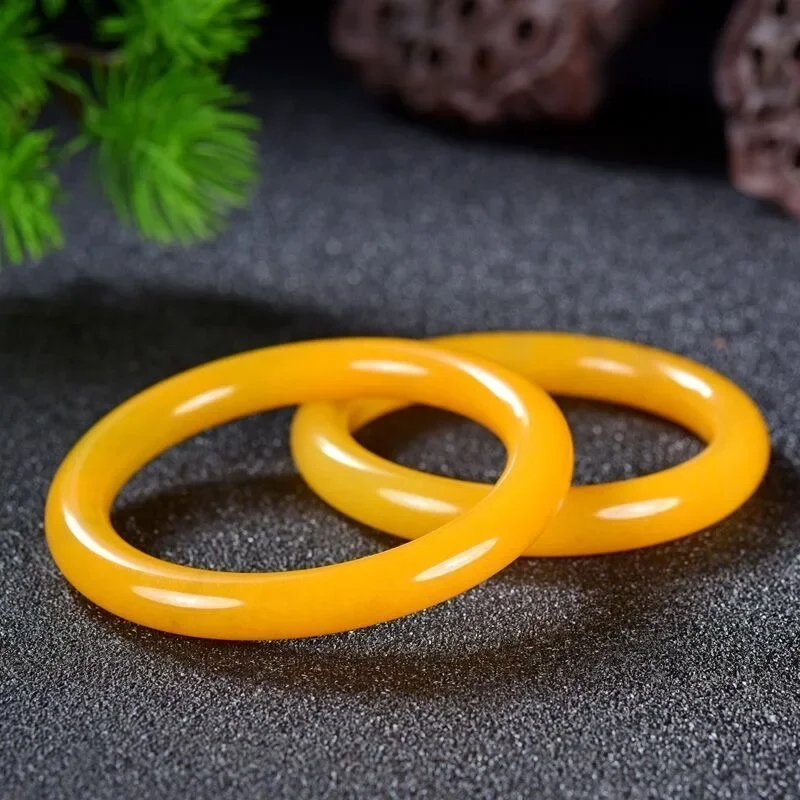 

Chinese yellow Jade Bracelet 54-64mm Charm Jewellery Fashion Accessories Hand-Carved Man Woman Luck Round Bangle Amulet Gifts