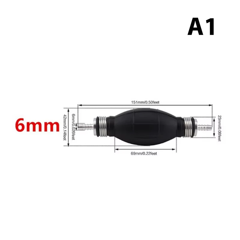 Universal Hand Fuel Pump Line - Rubber Aluminum Primer Bulb for Diesel and Oil Transfer
