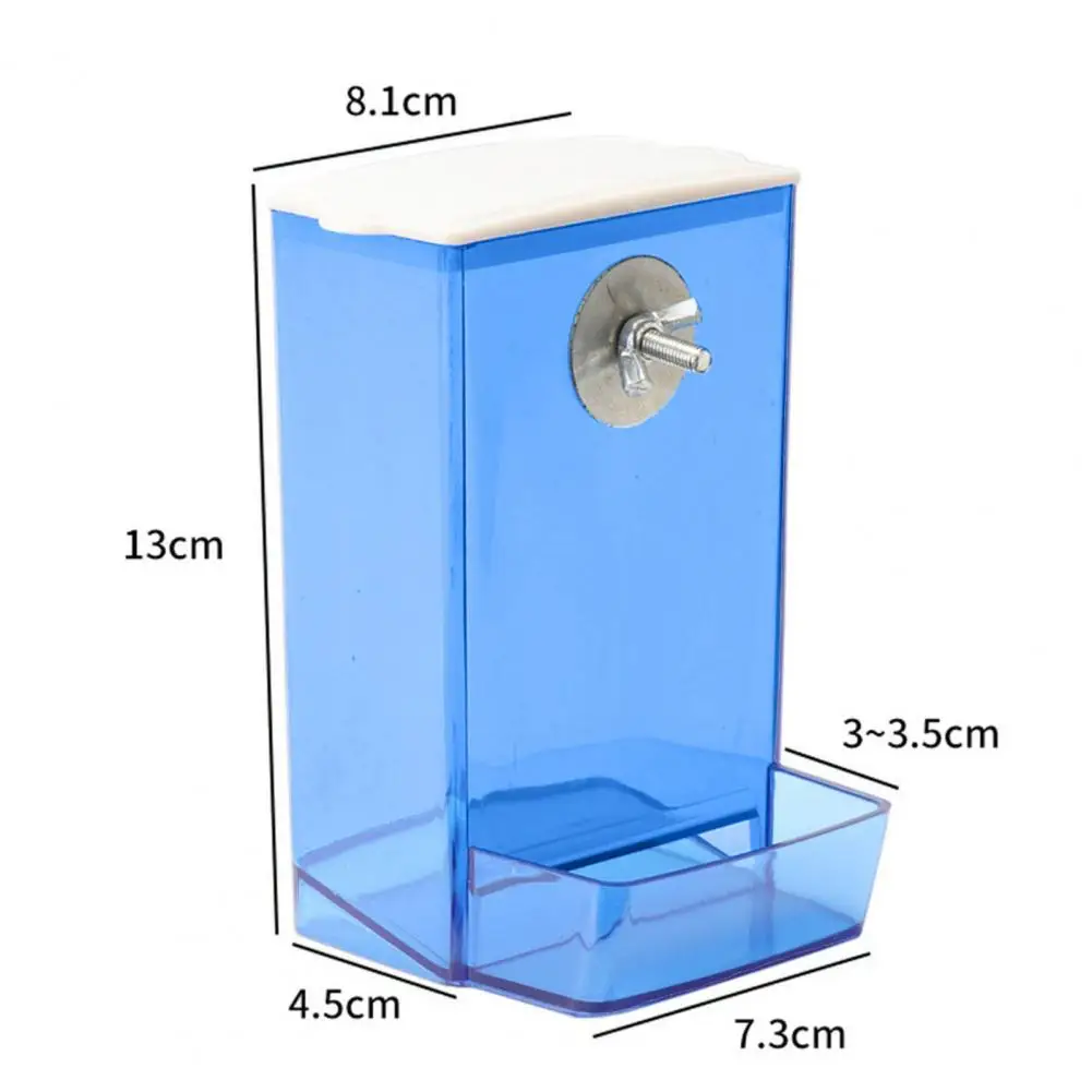 Bird Feeder Box  Hard Parrot Budgie Cockatiel Conure Food Dispenser  Screw Mount Bird Feeding Box