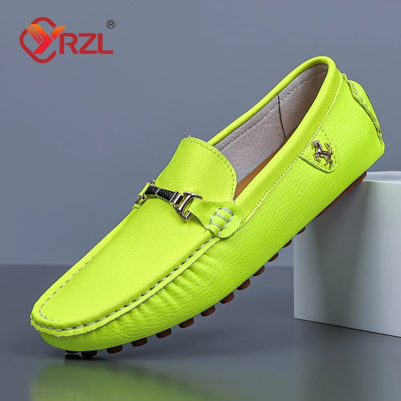 

YRZL Loafers Men Comfort Soft Moccasins High Quality Spring Autumn PU Leather Shoes Men Flat Driving Shoes White Loafers for Men