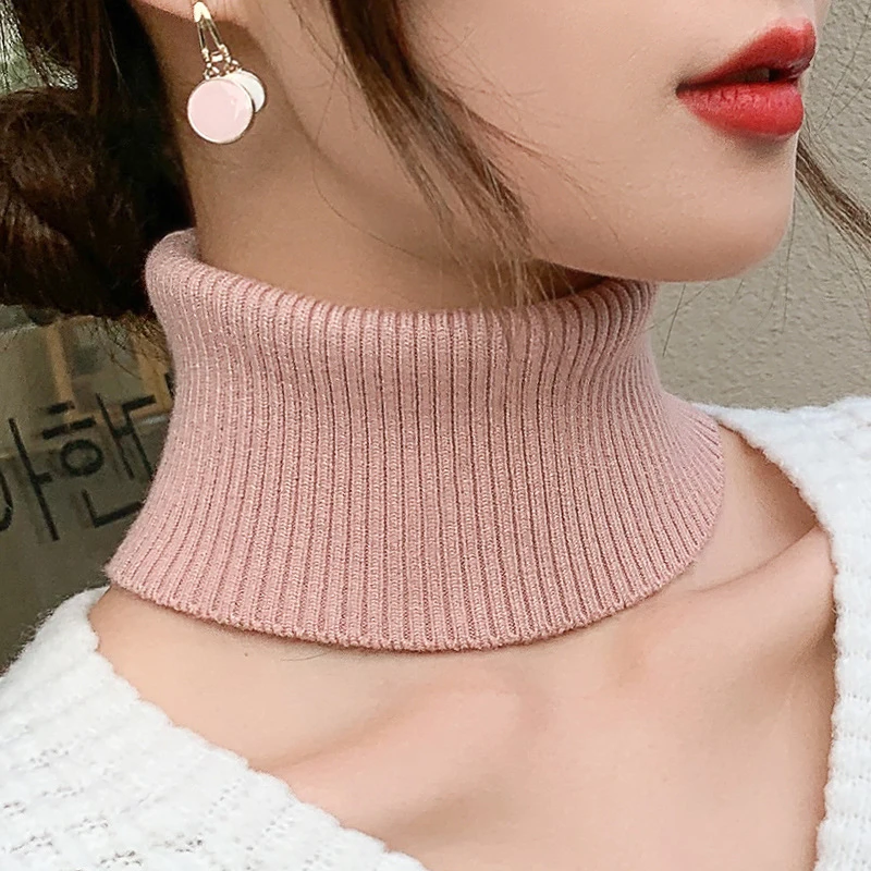 

Female Knit Woolen Pulloves False Collar Warm Scarve Unisex Winter Thicken Elastic Windproof Cycling Neck Guard Scarf