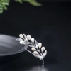 New 100% S925 Pure Silver Suit Exquisite Dress Jacket Freshwater pearl Women's Men Brooch olive Branch Accessories Jewelry 5