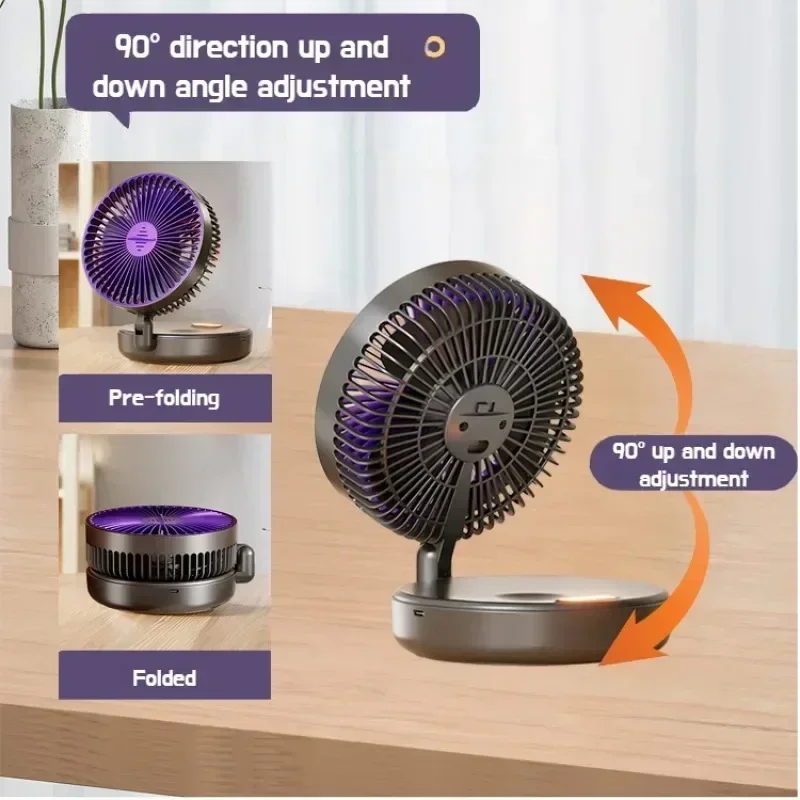 Portable Rechargeable Table Fan with Warm Night Light