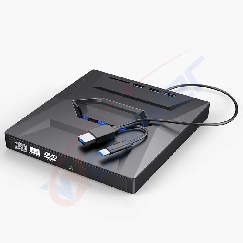 USB3.0 Type C External CD DVD VCD Optical Drive 3-in-1 Multi-Function SD Card U