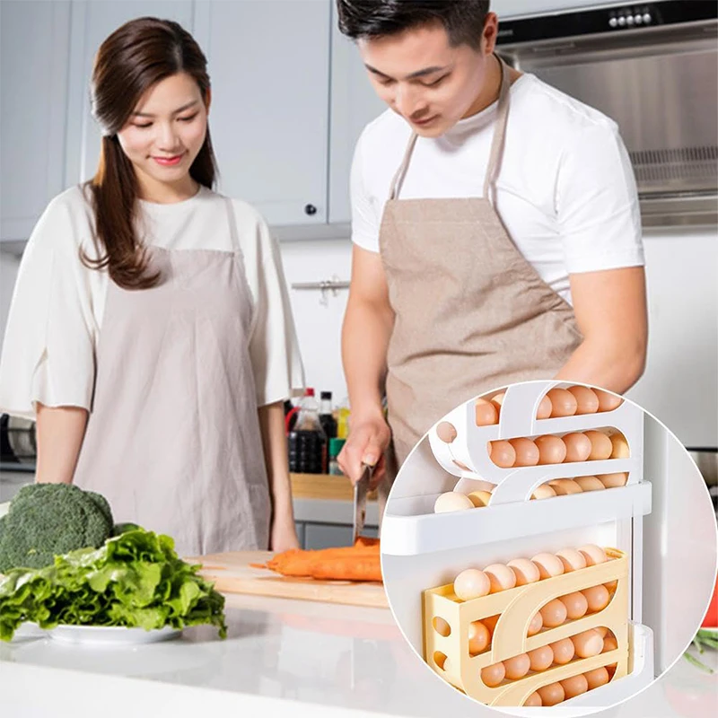 Egg Storage Box Automatic Roll-out Egg Storage Device Household Refrigerator Storage Box Egg Box Can Hold 30 Eggs High Quality Rack Kitchen