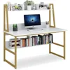 Computer Desk with Hutch, 47 inches Home Office Desk with Space Saving Design with Bookshelf for Small Spaces 5