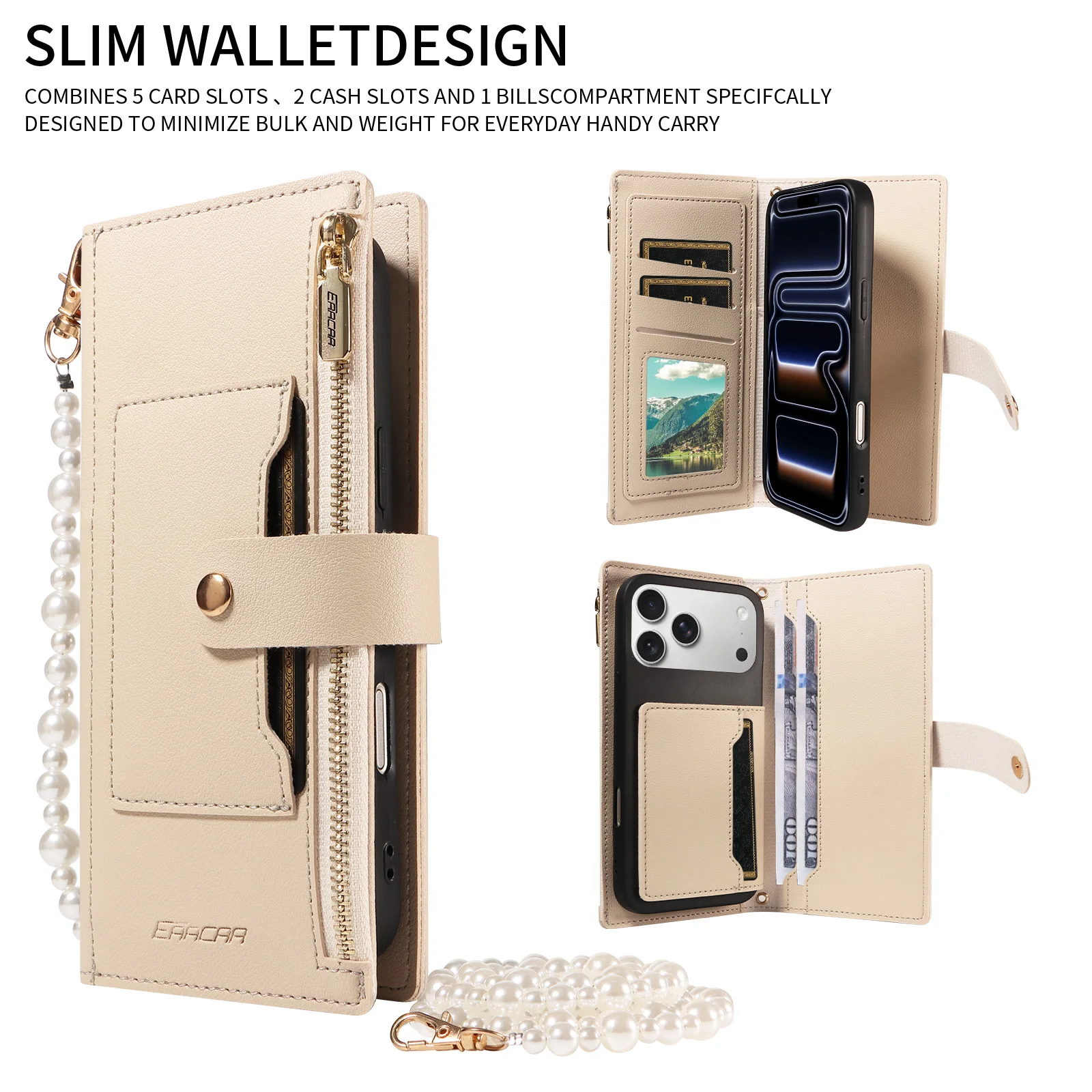 Leather Phone Case with Magnetic Buckle, Multi-Card Slots, Wallet & Stand