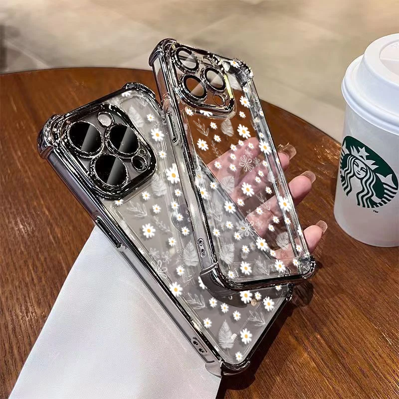 Retro Plating Daisy Flowers Phone Case Cover