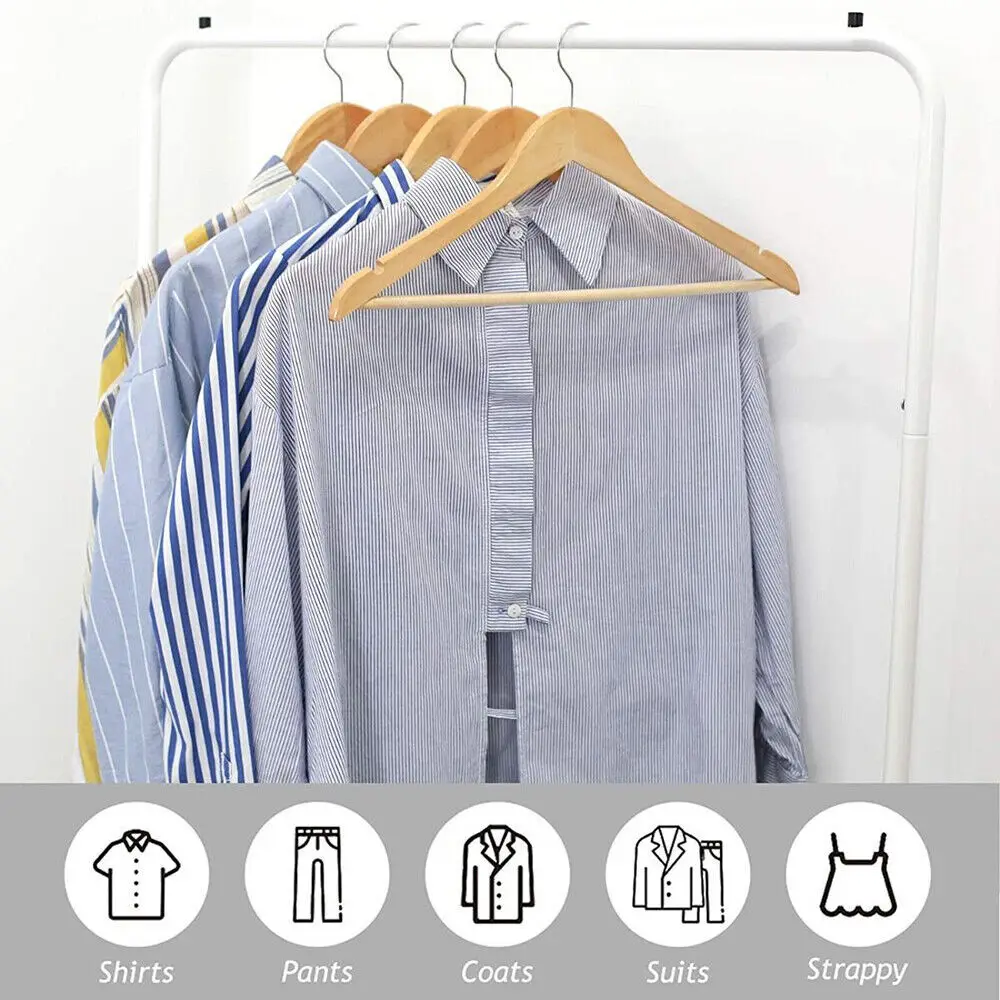 30Pcs Wooden Coat Hangers Suit Garments Clothes Wood Hanger Trouser Bar Set~: uk Stock, 4 Days Free Delivery, & No Order Amount limit