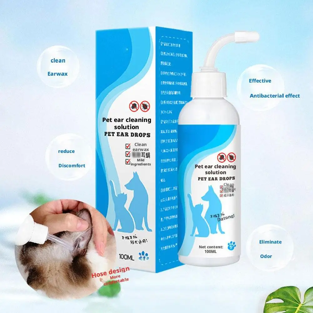 Antiseptic Ear Cleaner Cat & Dog Ear Cleaning Solution Advanced Cleanser Dogs and Cats Removes Mite Feces