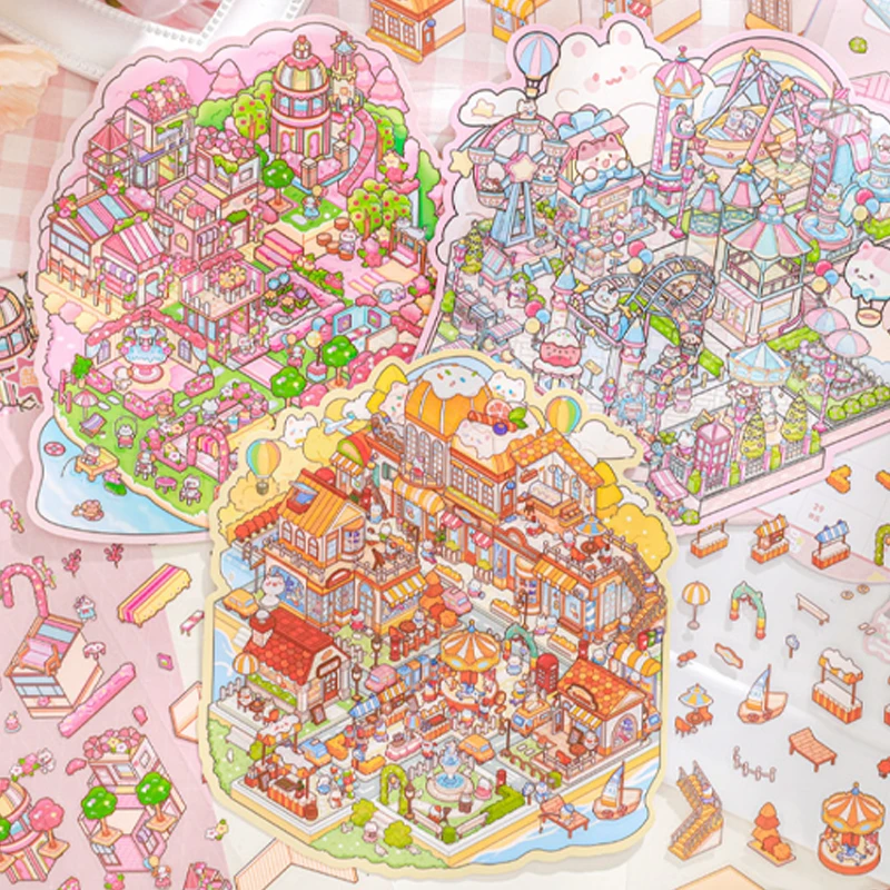 Mr. Paper 9 개/가방 동물 작은 클래스 야옹 작은 마을 시리즈 미니어처 장..