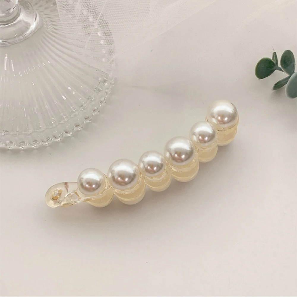 Elegant Fashion Hairpins Girls Women Plastic Hair Claws Hair Crabs Banana Hair Clips Pearl Barrettes