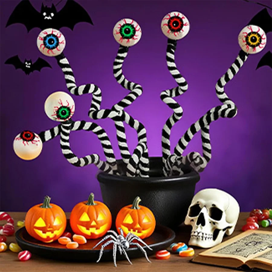 Set of 12 Realistic Artificial Eyeball Decorations for Spooky Halloween Parties