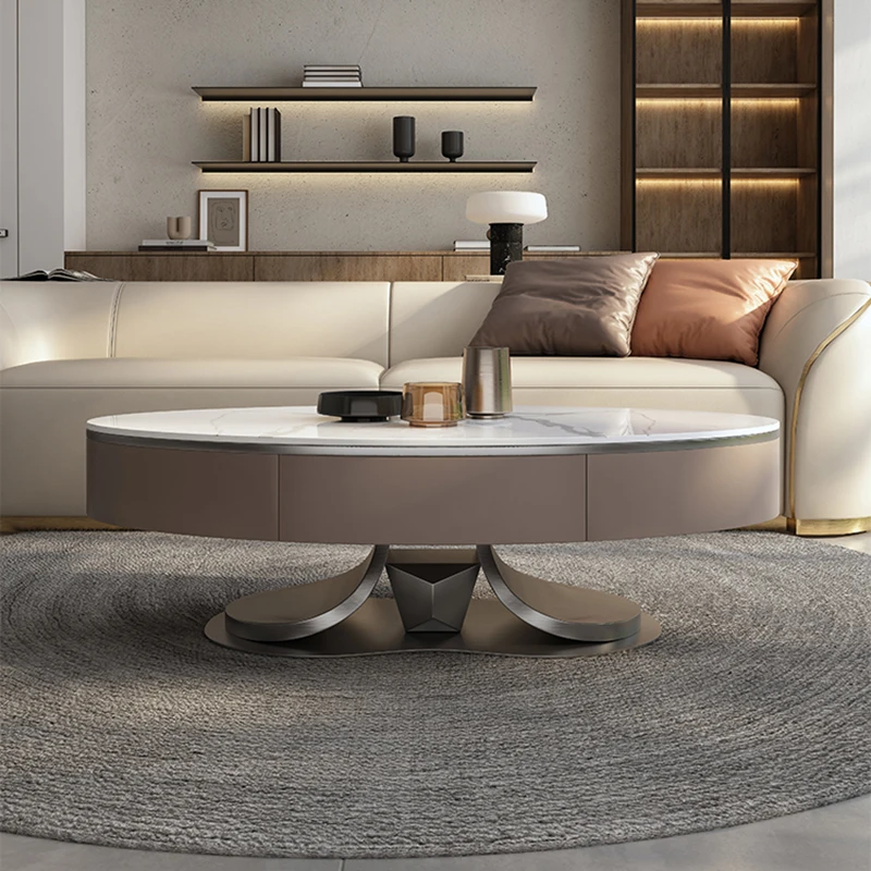 

Italian Coffee Cabinet Luxury Stainless Art Modern Simple Design Storage Living Room Coffee Tables Oval Floor Meuble Furniture