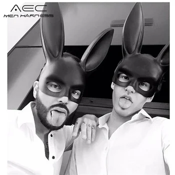 할로윈 장식 남녀공용 토끼 마스크 파티 의상, 코스프레 가장 무도회 바 나이트 클럽 의상, 페티쉬 게이 토끼 귀 마스크