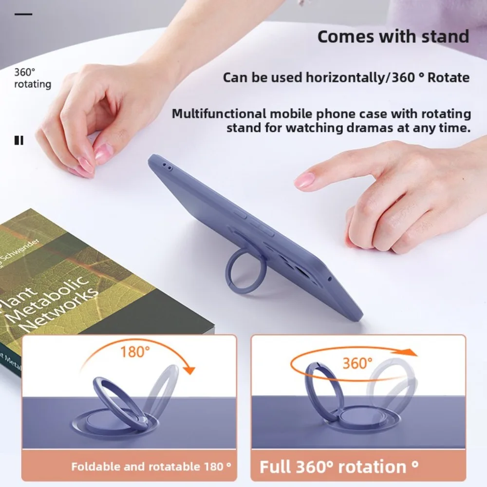 Liquid Silicone Phone Case with Ring Holder and Wrist Strap