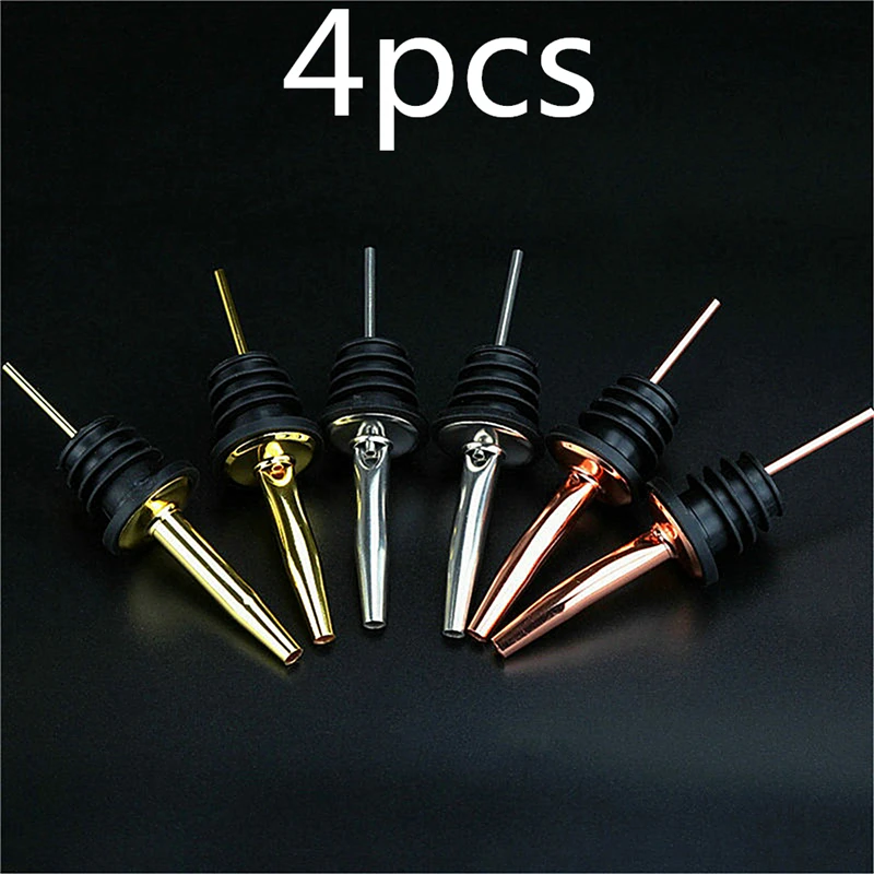 

4pcs/set Wine Bottle Pourer Stopper Stainless Steel Wine Liquor Spirit Pourer Free Flow Wine Bottle Pour Spout Stopper Bar Tool